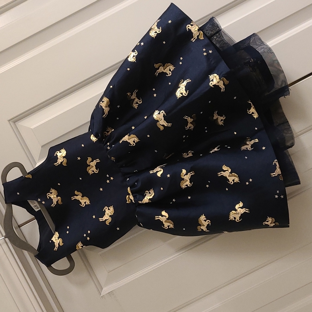 Navy and Gold Unicorn High Low Dress